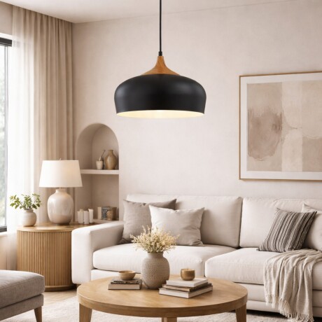 Campana estilo nórdico de aluminio y símil madera Negra