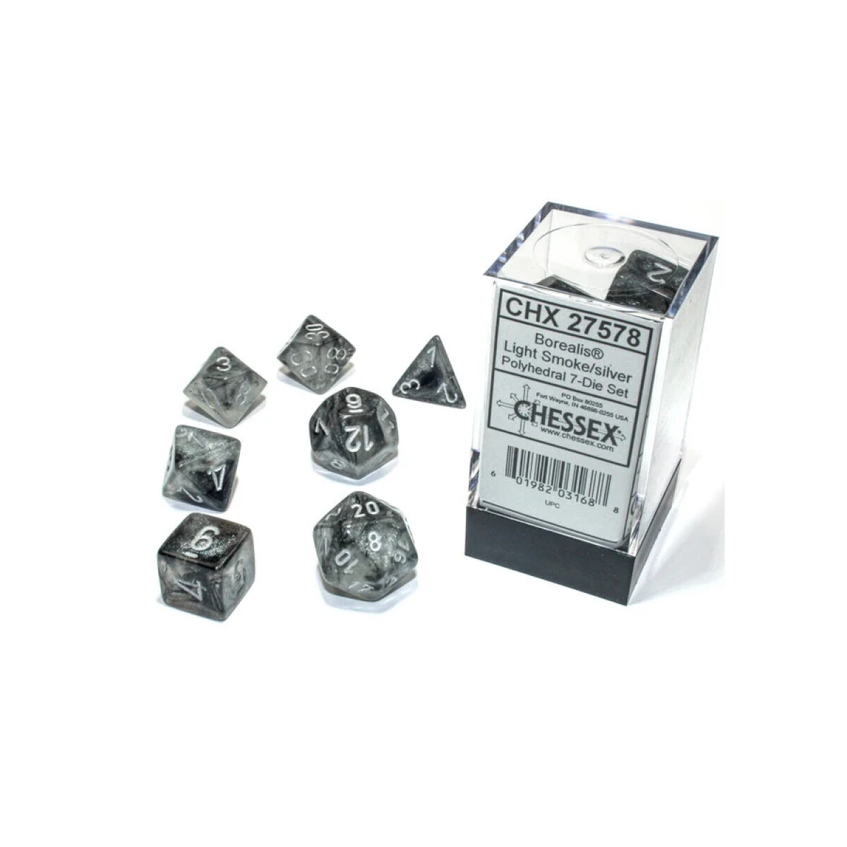 Set de 7 dados - smoke white 