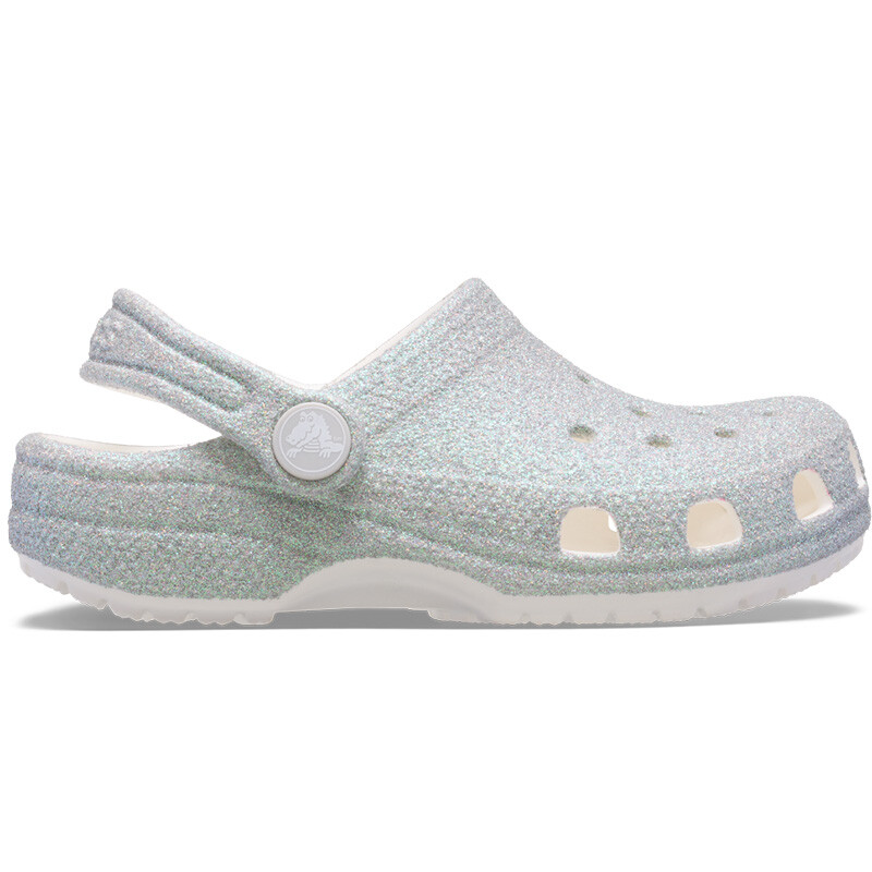 Classic Clog Iridescent Glitter Blanco