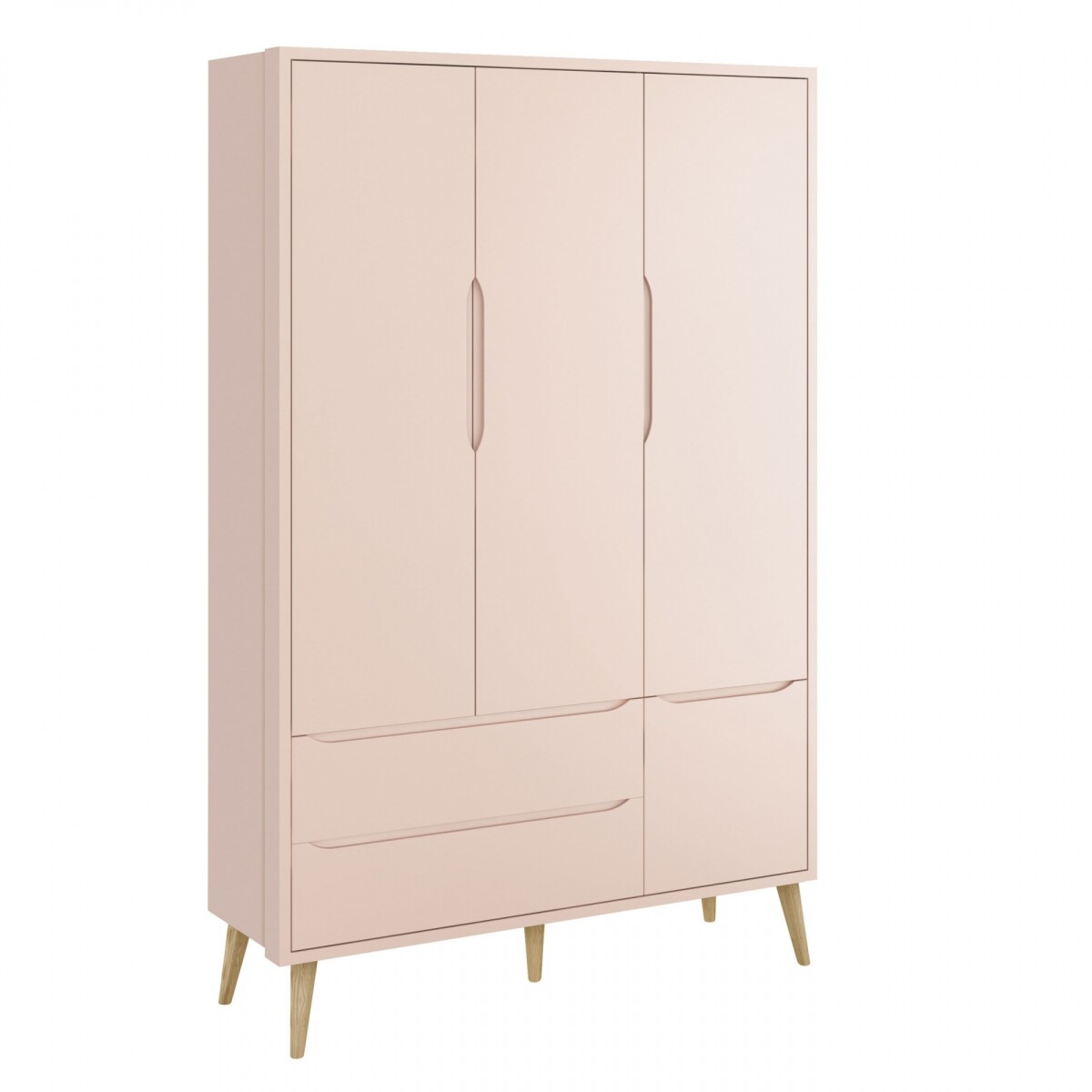 Ropero 3 puertas 2 cajones Infantil - Theo - Rosa 