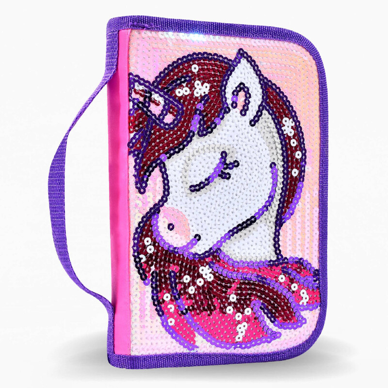 Cartuchera Footy Unicornio Relieve Rosado - Negro