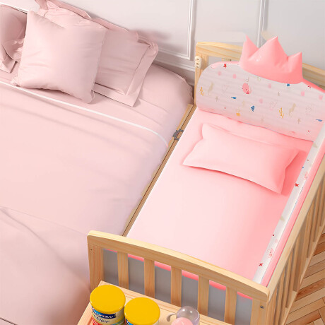 Cuna Bebé Multifunción 5 En 1 Madera Con Rueditas Rosa