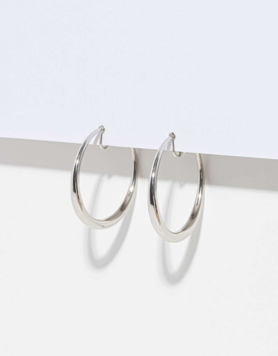 Argollas Clip De Metal - Plateado Rodio 