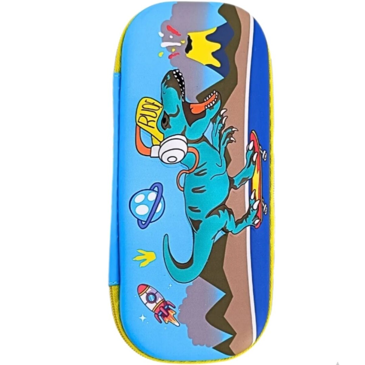 CARTUCHERA 1 PISO ESTAMPADO 3D Niño - DINO CELESTE 