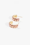 Aros acero strass fucsia 2 cm dorado