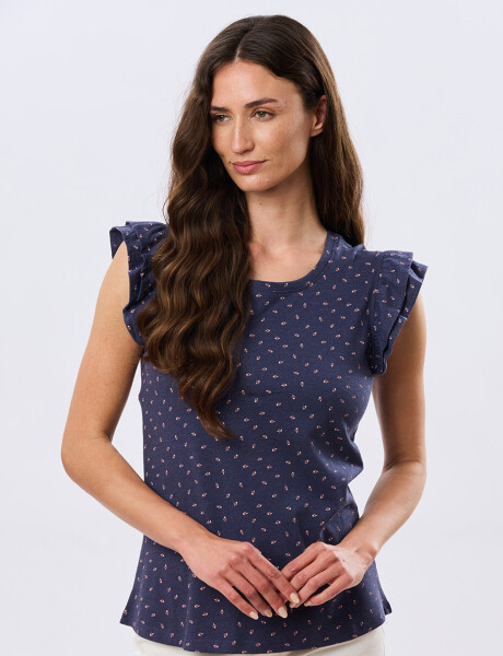 REMERA ESTAMPADA DE ALGODÓN Azul