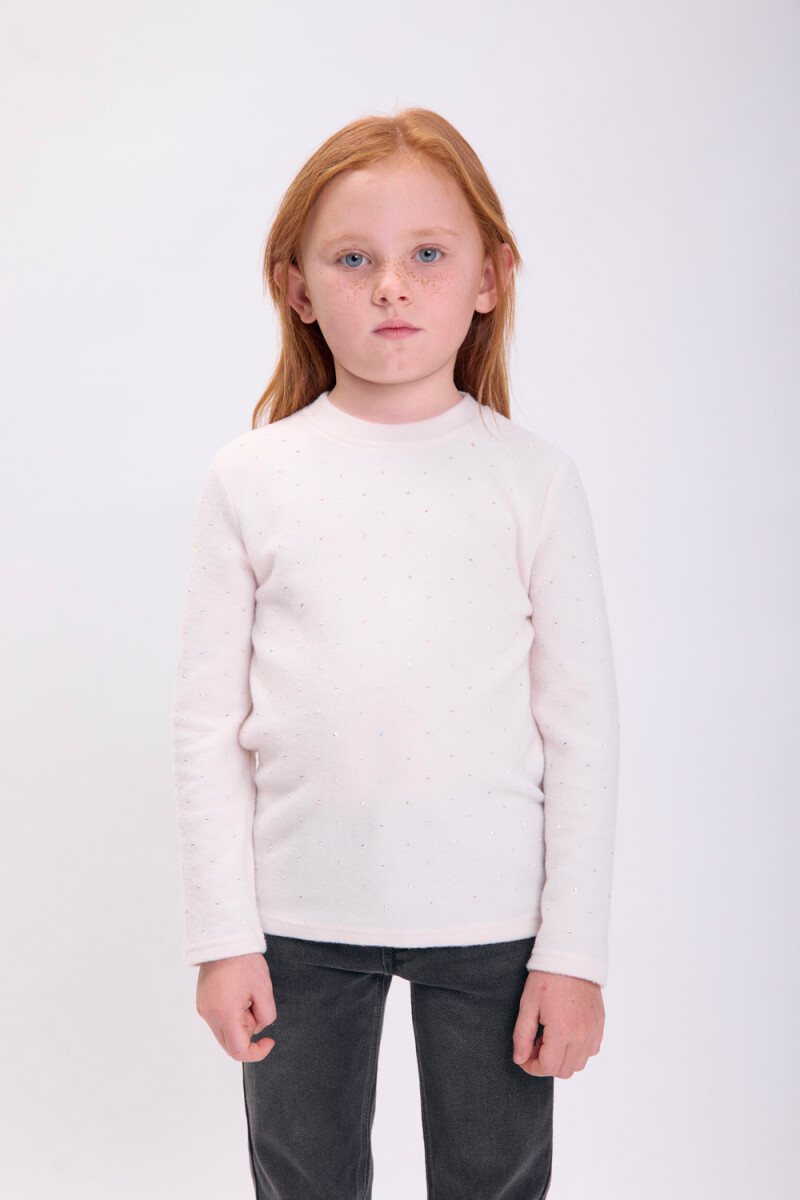 Remera lanilla strass Crudo
