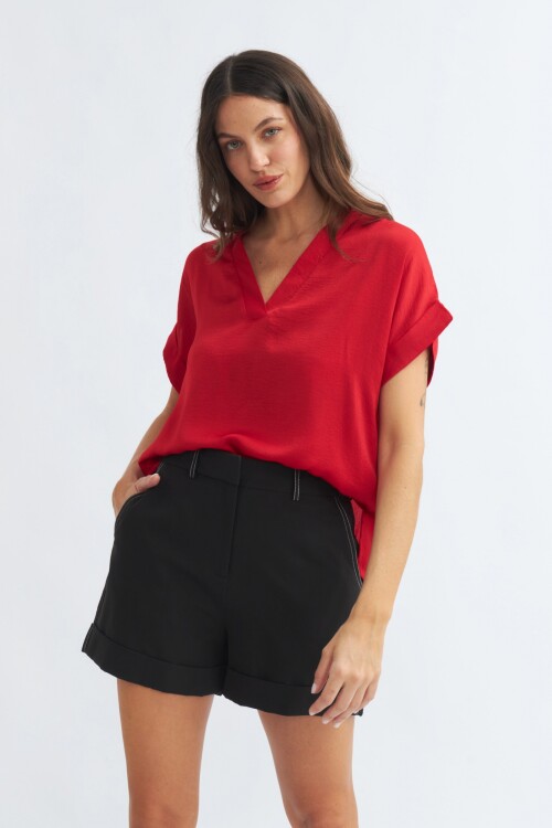 Blusa escote en V ROJO