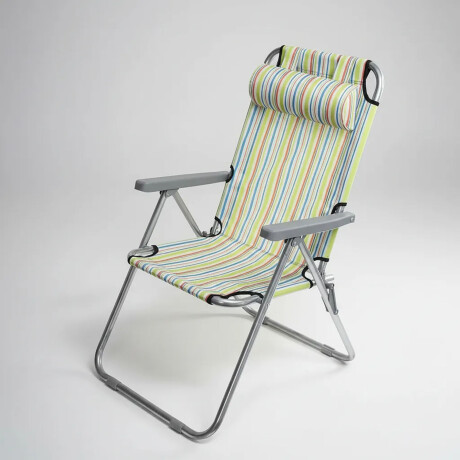 Silla Reclinable 3 Posiciones Pleg Con Almohada Hasta 100kg Multicolor