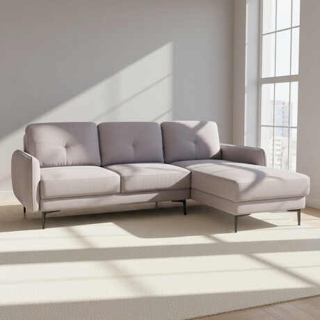 SOFA CON CHAISE MÁS DE 4 CUERPOS TELA GRIS ROY