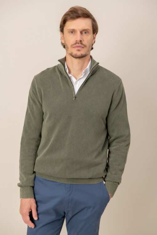Sweater medio cierre Verde