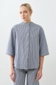 Camisa rayada de jean cuello mao crudo