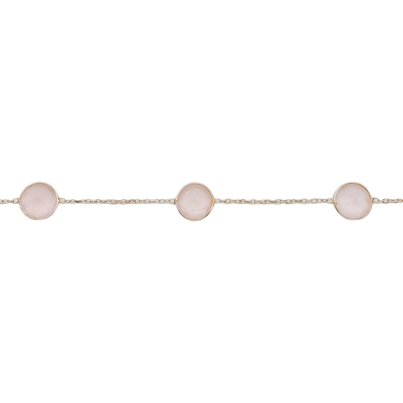 Pulsera Force-Plata Rodinada-Piedra Cuarzo rosa-PU2004 conpiedra