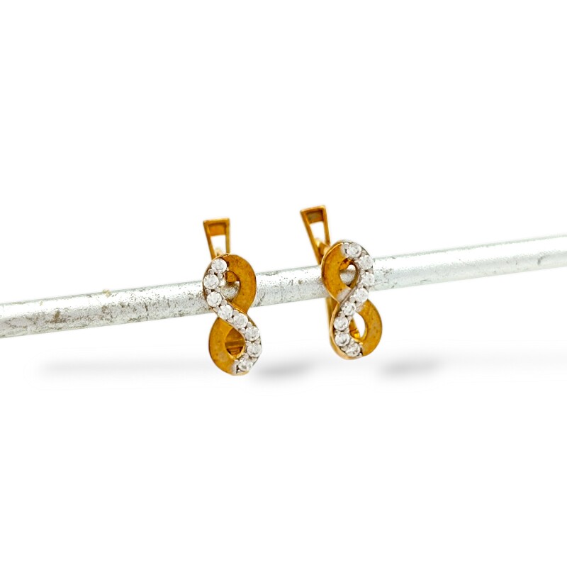 Caravanas aros infinitos oro- Oro bajo - Zirconia - CA8182 conpiedra