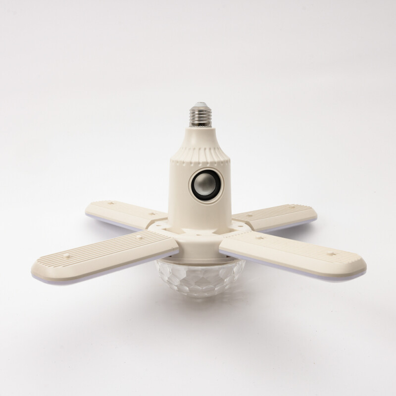 Lámpara parlante 4 mini aspas Bluetooth LED RGBW control remoto Lámpara parlante 4 mini aspas Bluetooth LED RGBW control remoto