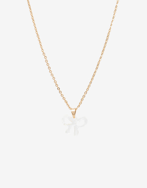 Cadena Corta con Dije Acrilico Collar Cadena Con Dije Charm Moño - Dorado