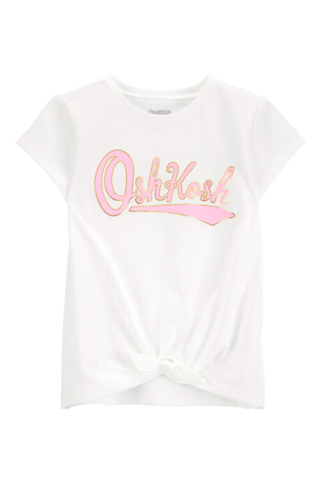 Remera de algodón, anudada y con logo Sin color