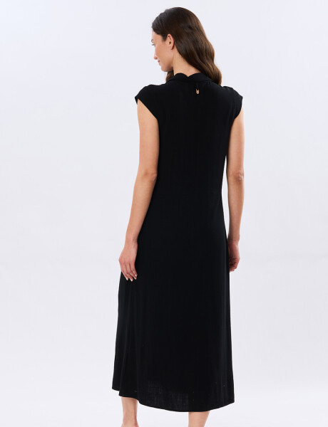 VESTIDO LISO DE LINO Negro