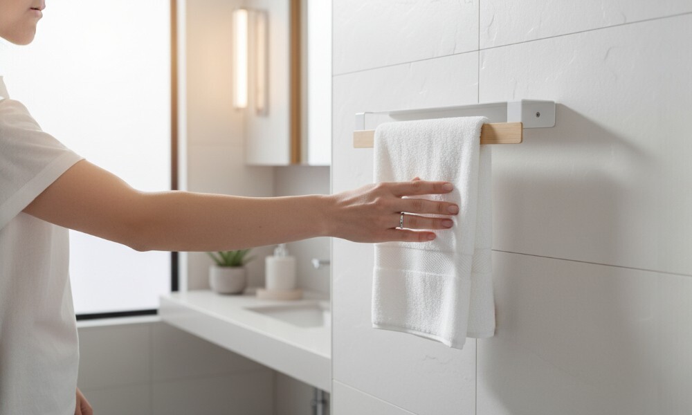 Toallero 4120 negro y bambú adhesivo Toallero 4120 Negro Y Bambú Adhesivo