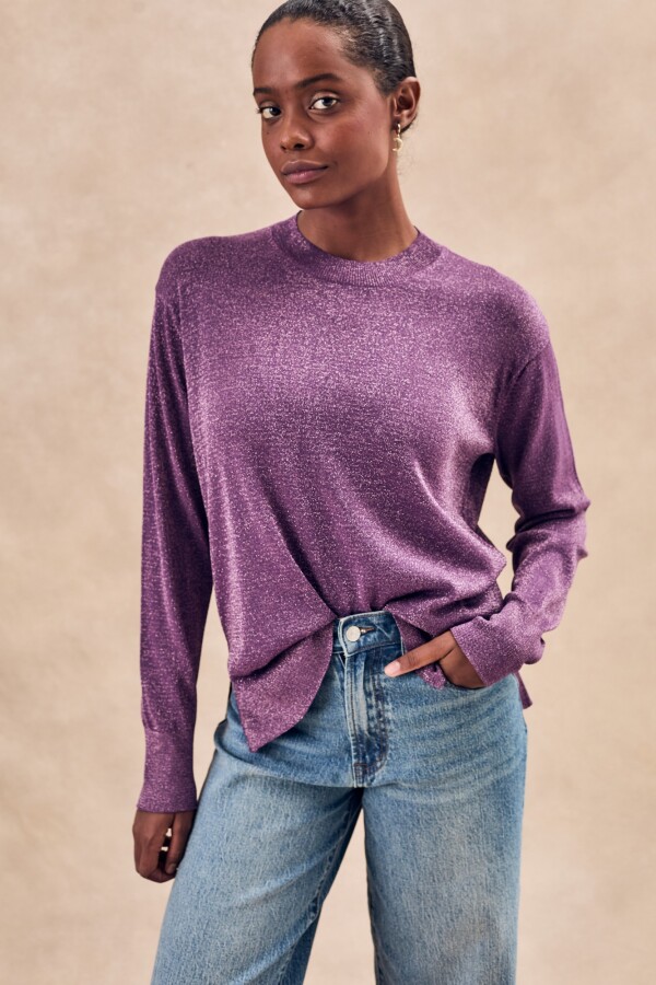 Sweater Texturado Lurex Violeta