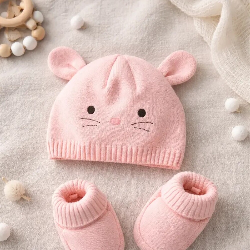 Set Gorro y escarpines de algodón carters rosa