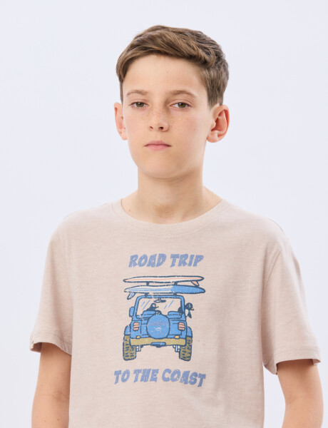 REMERA ESTAMPADA DE ALGODÓN Beige