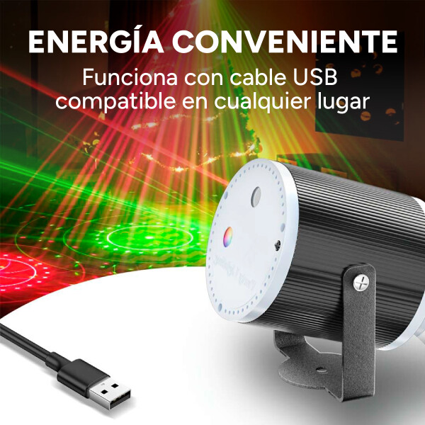 Proyector Luces Laser 8 En 1 Iluminación Fiestas Discoteca Color Negro