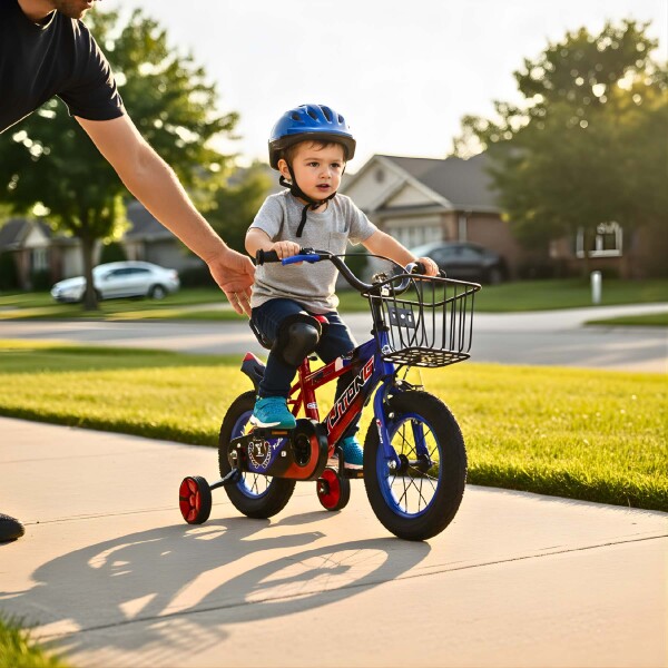 Bicicleta Infantil Yjtong R12 Canasto Parrilla Guardabarros Rojo 1
