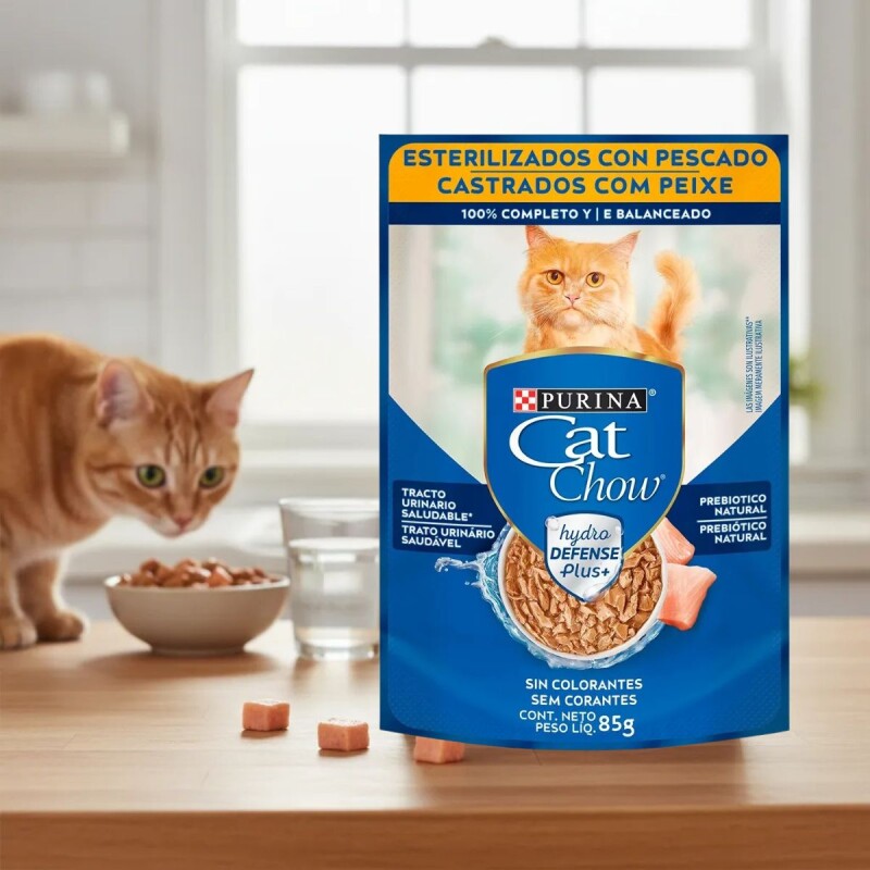 CAT CHOW EN SALSA CASTRADOS PESCADO 85 GRS CAJA X 15 UNIDADES