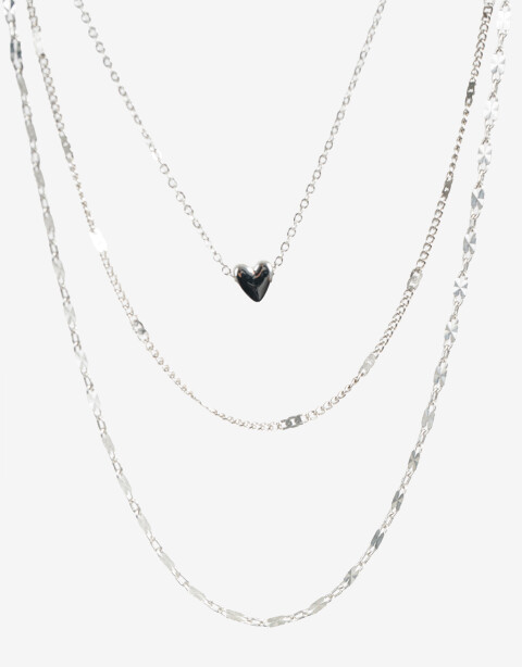Collares Cortos Metal Collar Corto Dijes Corazones - Plateado Rodio