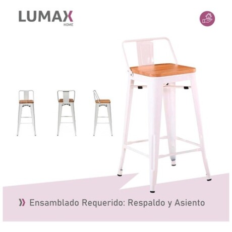 Pack 4 Taburetes Tolix con Respaldo y Asiento de Madera Lumax Blanco