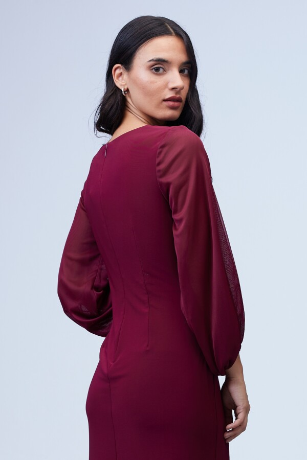 Vestido Escote V Cruzado BORDEAUX