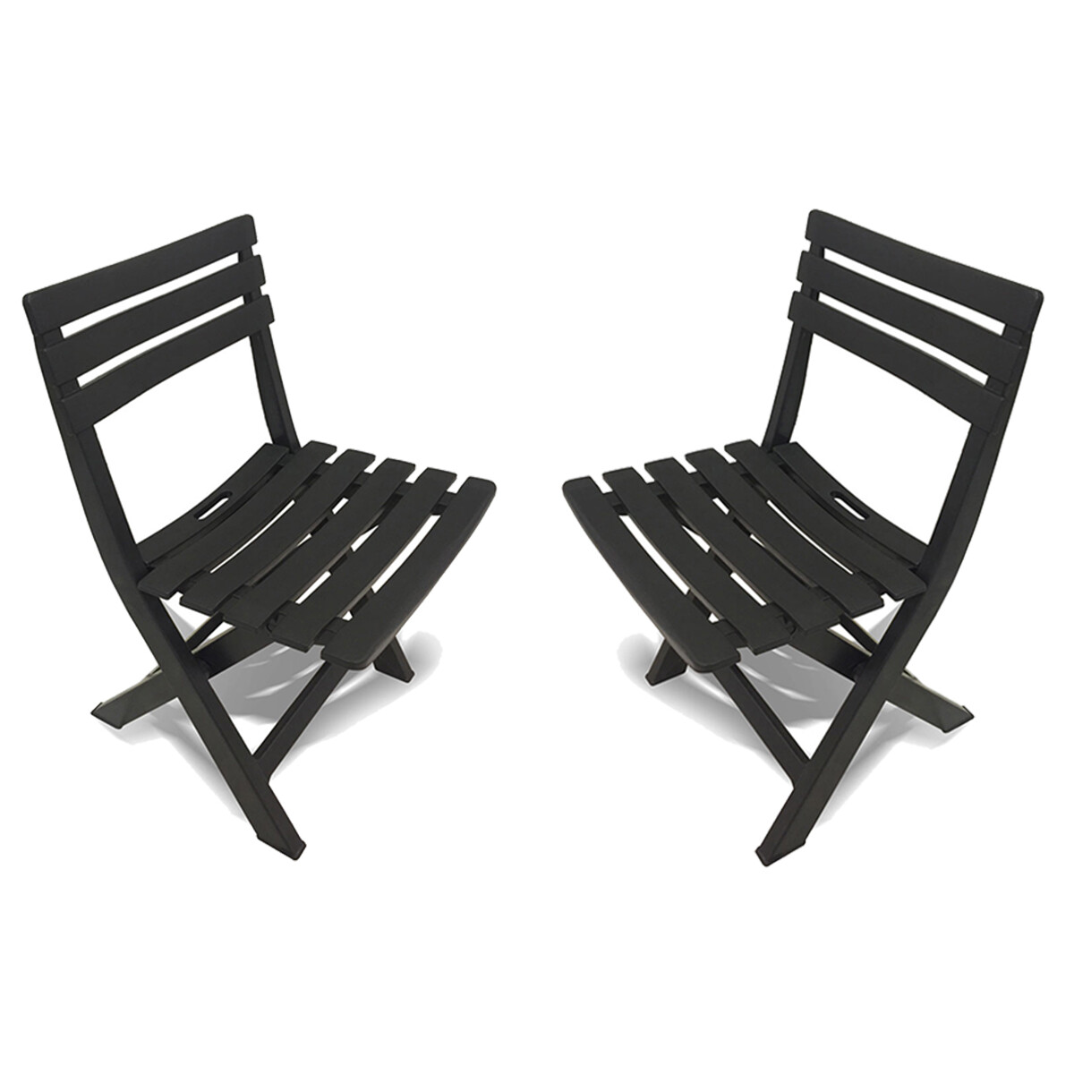 Set x2 Silla Plegable Simil Madera Reforzada Plástico - NEGRO 
