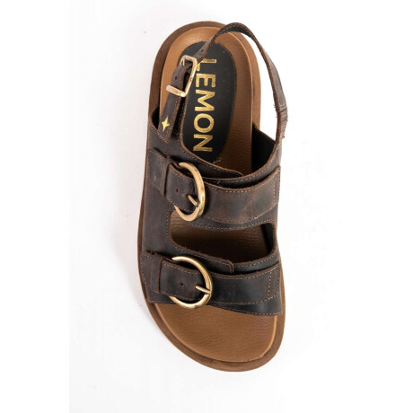 Sandalias De Doble Tira Con Talón Chocolate