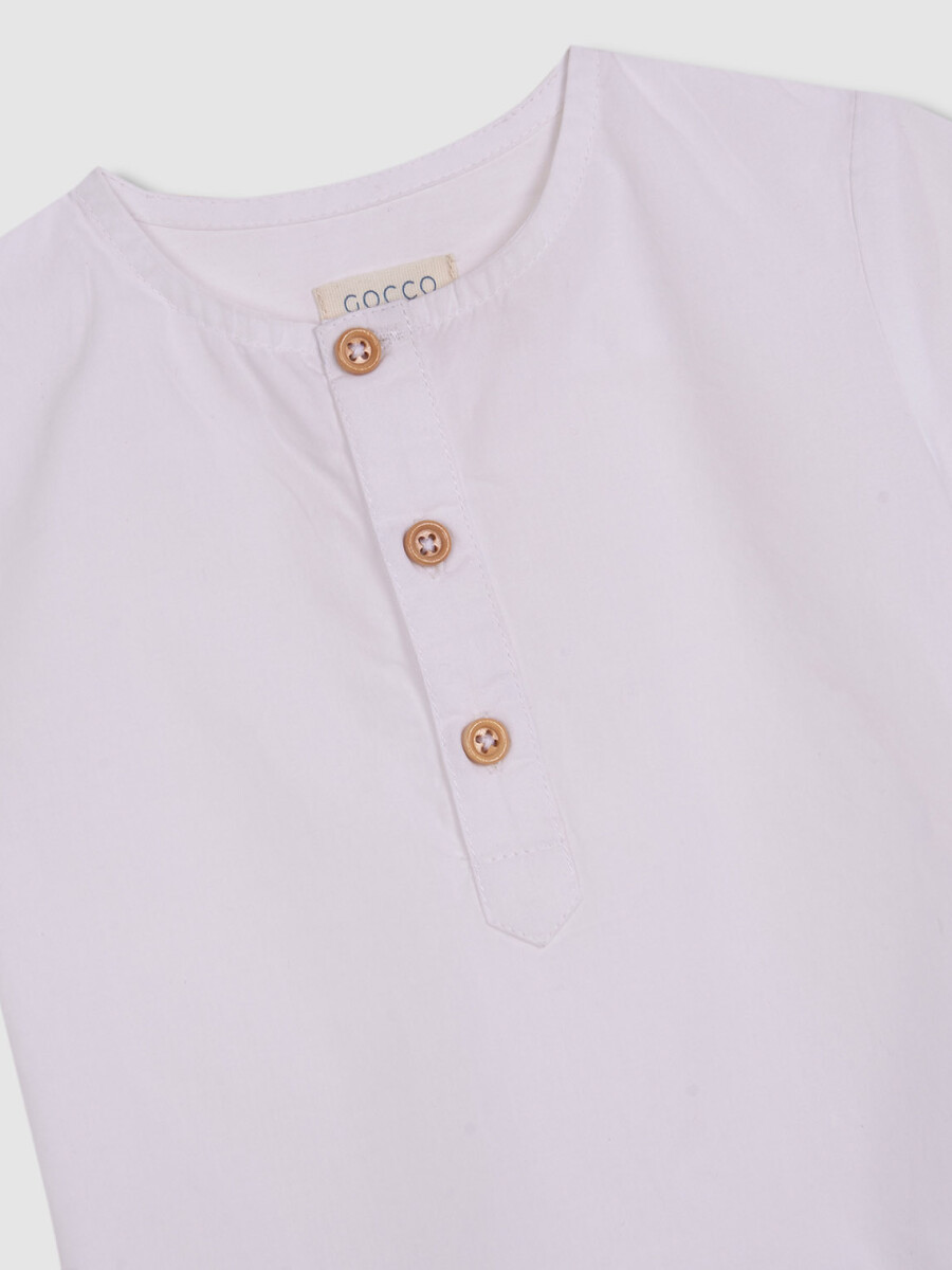 Camisa Sin Cuello Blanco