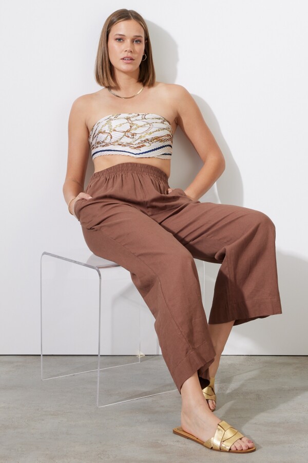 Pantalon Lino MARRON