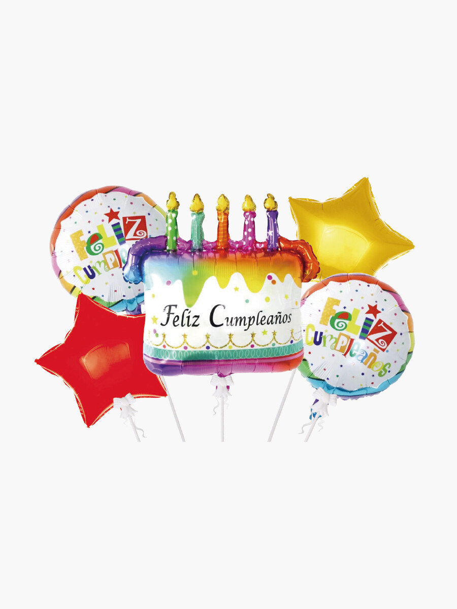 GLOBOS METALIZADOS FELZ CUMPLEAÑOS - MULTICOLOR 