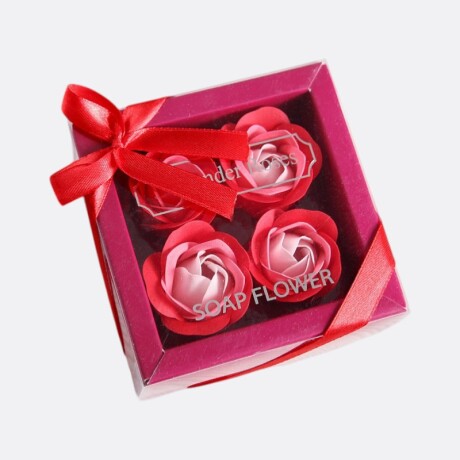 Set Arreglo De Jabones Diseño Rosas x4 Rojo