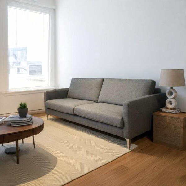 SOFA 3 CUERPOS - TAPIZADO TELA GRIS OSCURO - PATA ALUMINIO SOFA 3 CUERPOS - TAPIZADO TELA GRIS OSCURO - PATA ALUMINIO