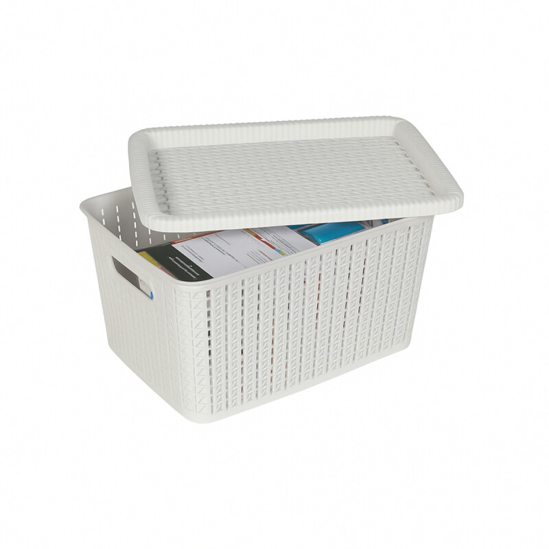 Caja organizadora simil ratán 5L BLANCO