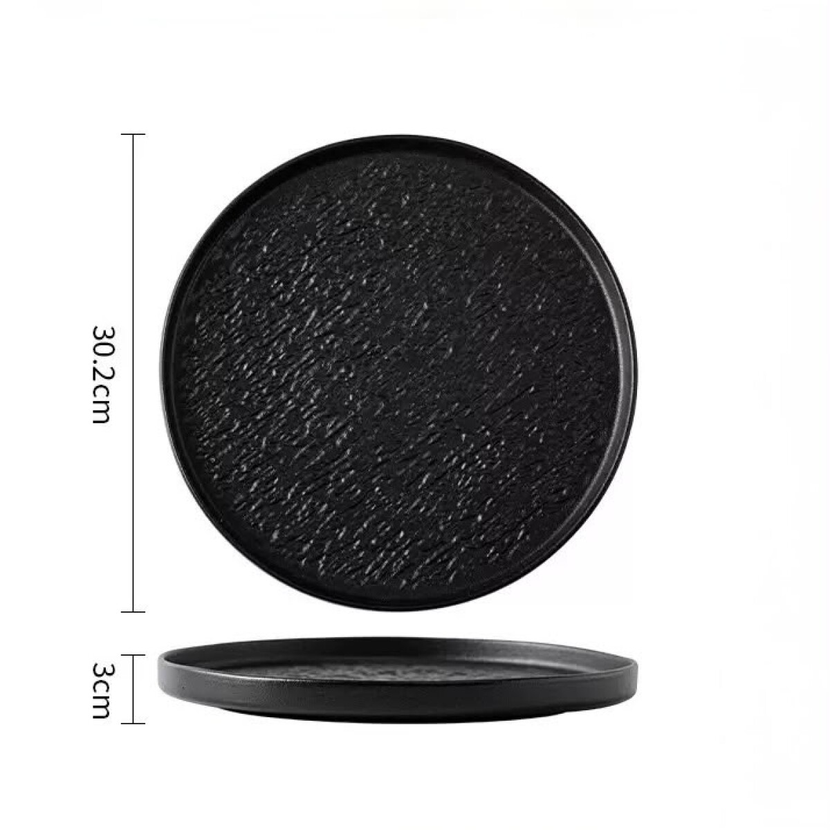 Fuente de Presentación Cerámica Negra - Línea Black Stone – Ø30.2 x 3cm 