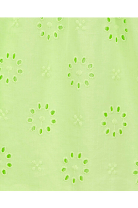 Vestido de algodón con volantes y ojales, verde. Talles 2-5T Sin color