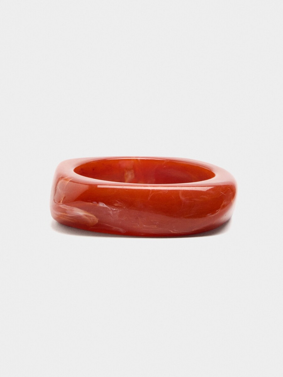Pulsera Maxi Cuadrada De Efecto Piedra rojo
