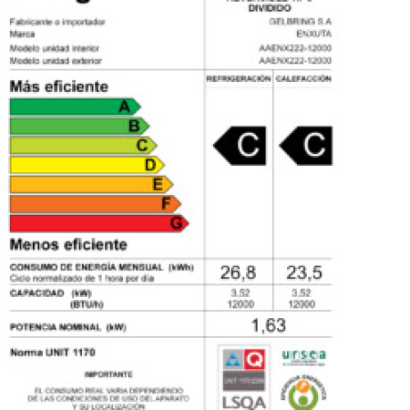 Aire Acondicionado Enxuta AAENX222 18002 18000 Btu 001