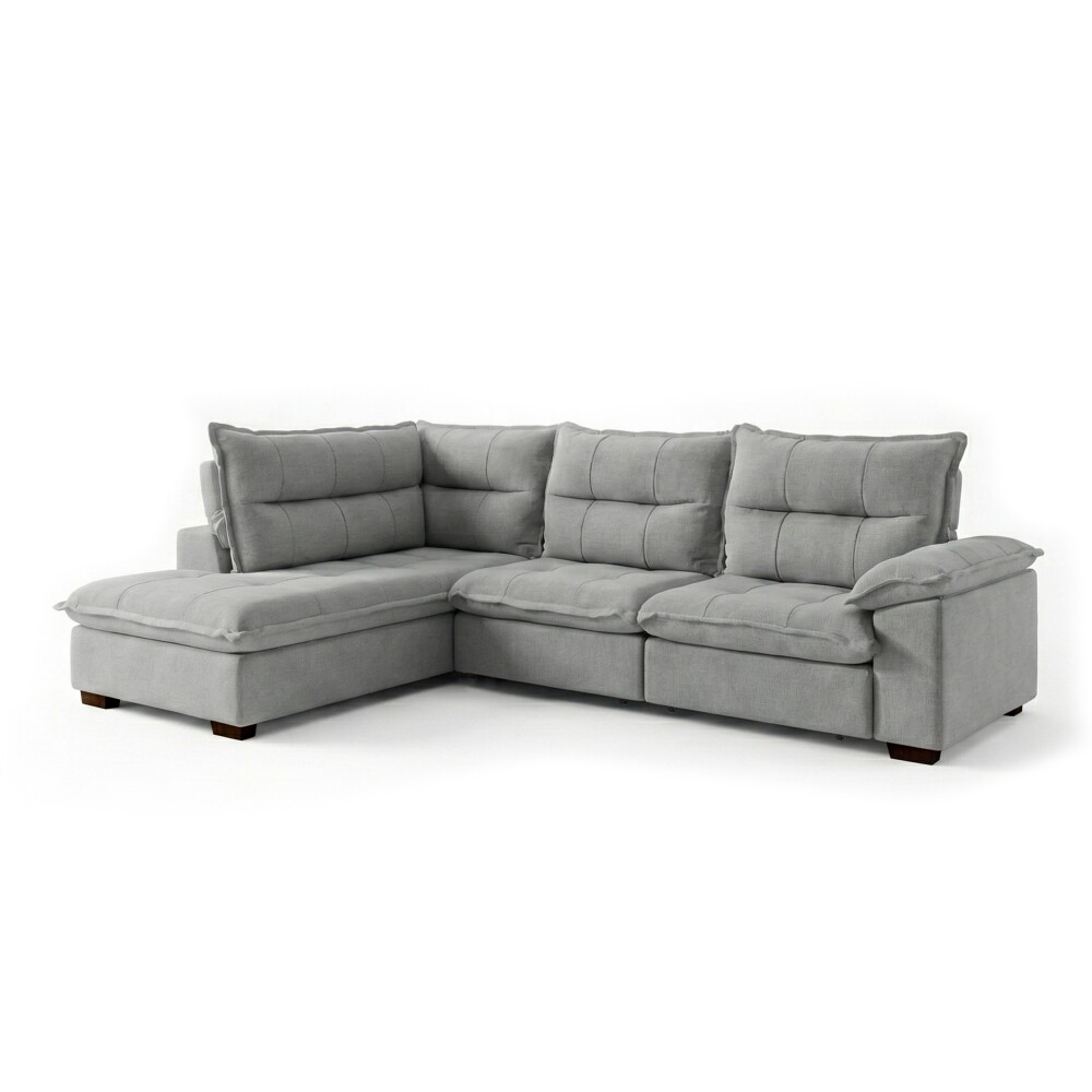 Sillón 5 Cuerpos con Chaise Retráctil y Reclinable - Cesky Gris Derecho