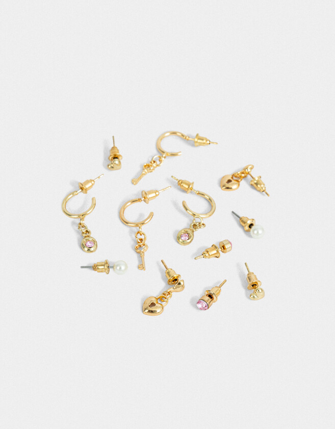 Aros Sets Con corazón Set De Aros Con Corazón - Dorado