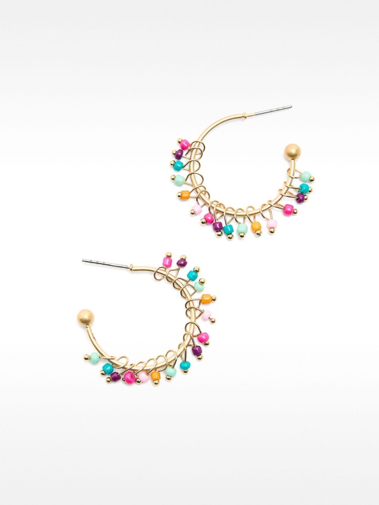 Aros Abiertos Con Abalorios multicolor