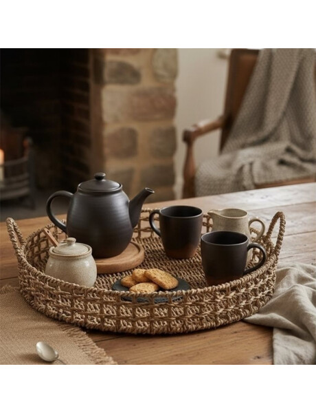 BANDEJA C/ASAS D40x7CM FIBRA NATURAL BANDEJA C/ASAS D40x7CM FIBRA NATURAL