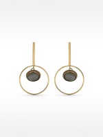 Pendientes Barra Con Aro Y Piedra azul