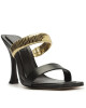 Sandalia Taco Aalto Romano Negro Con Dorado U